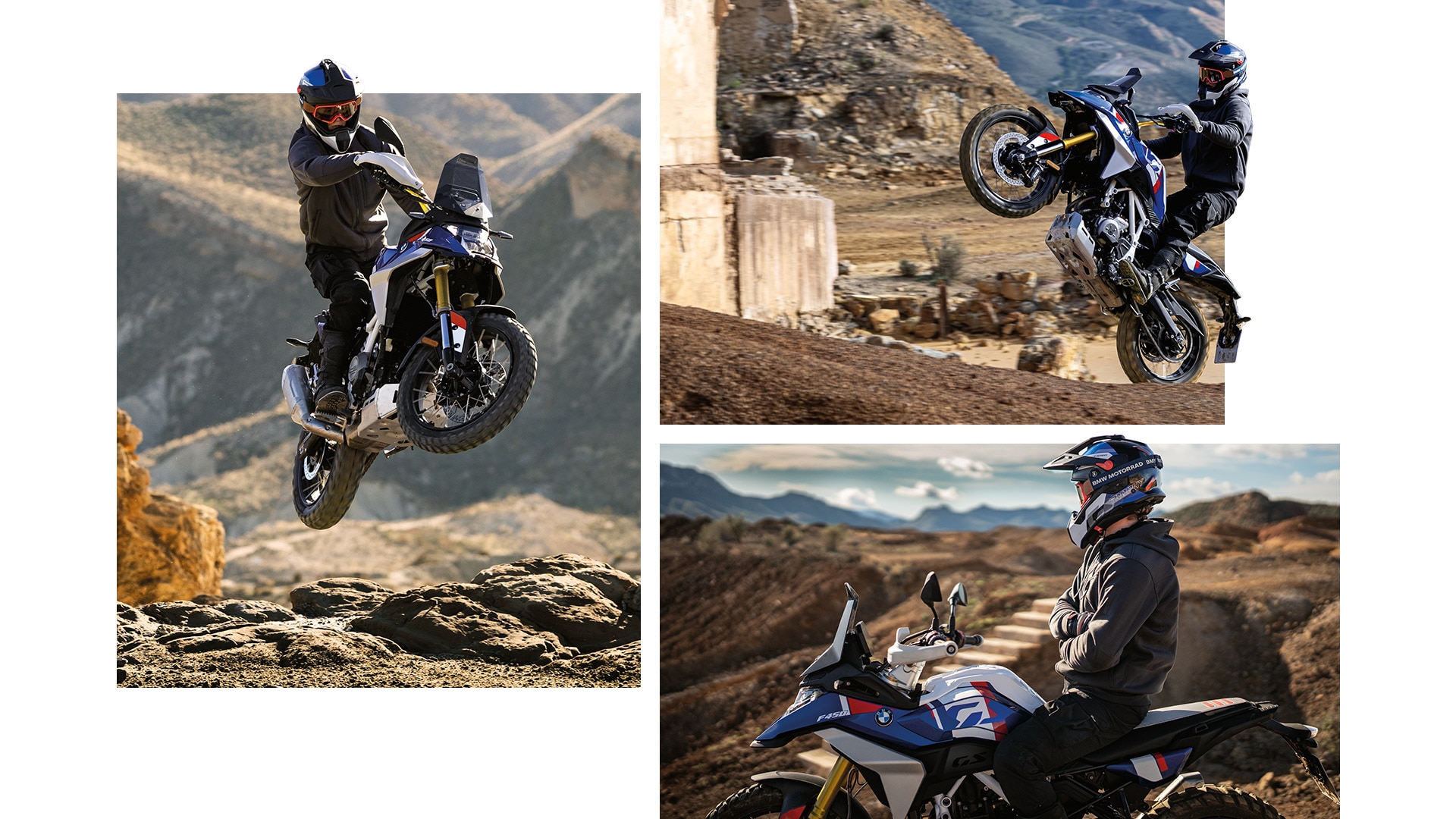 Impressions de la BMW F 450 GS sur l’asphalte et sur routes non goudronnées