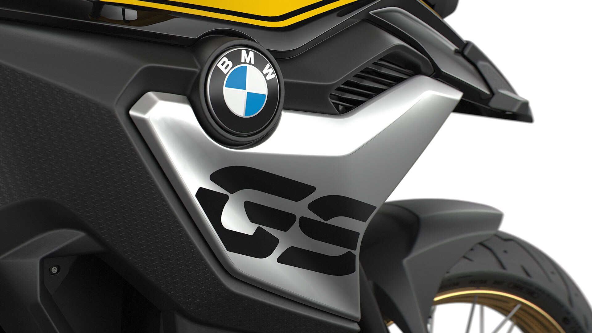 Nous voyons ici un gros plan du cache-radiateur avec le logo GS.