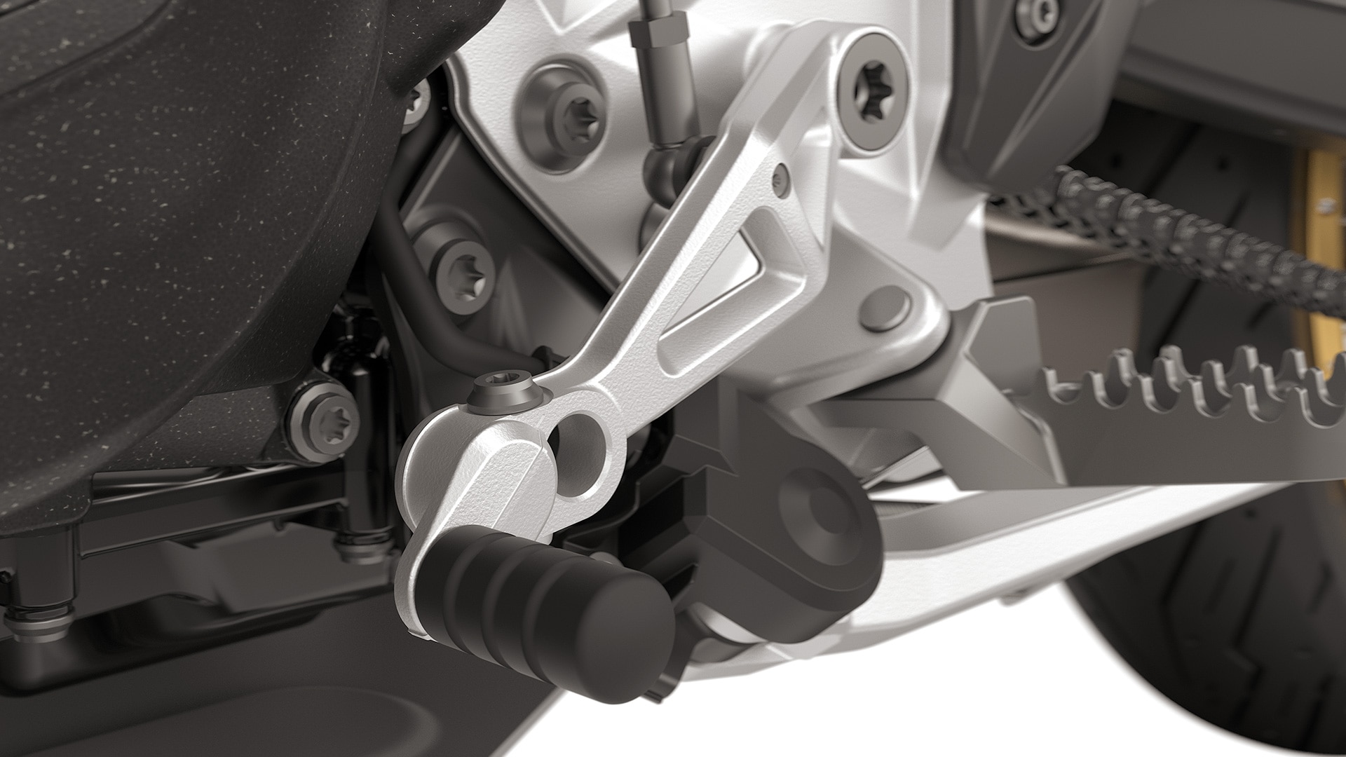 Le levier de frein et la pédale de sélection réglables sont présents de série sur la BMW F 900 GS de BMW Motorrad