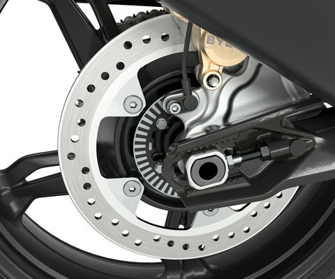Vue détaillée des jantes noires de la G 310 GS.