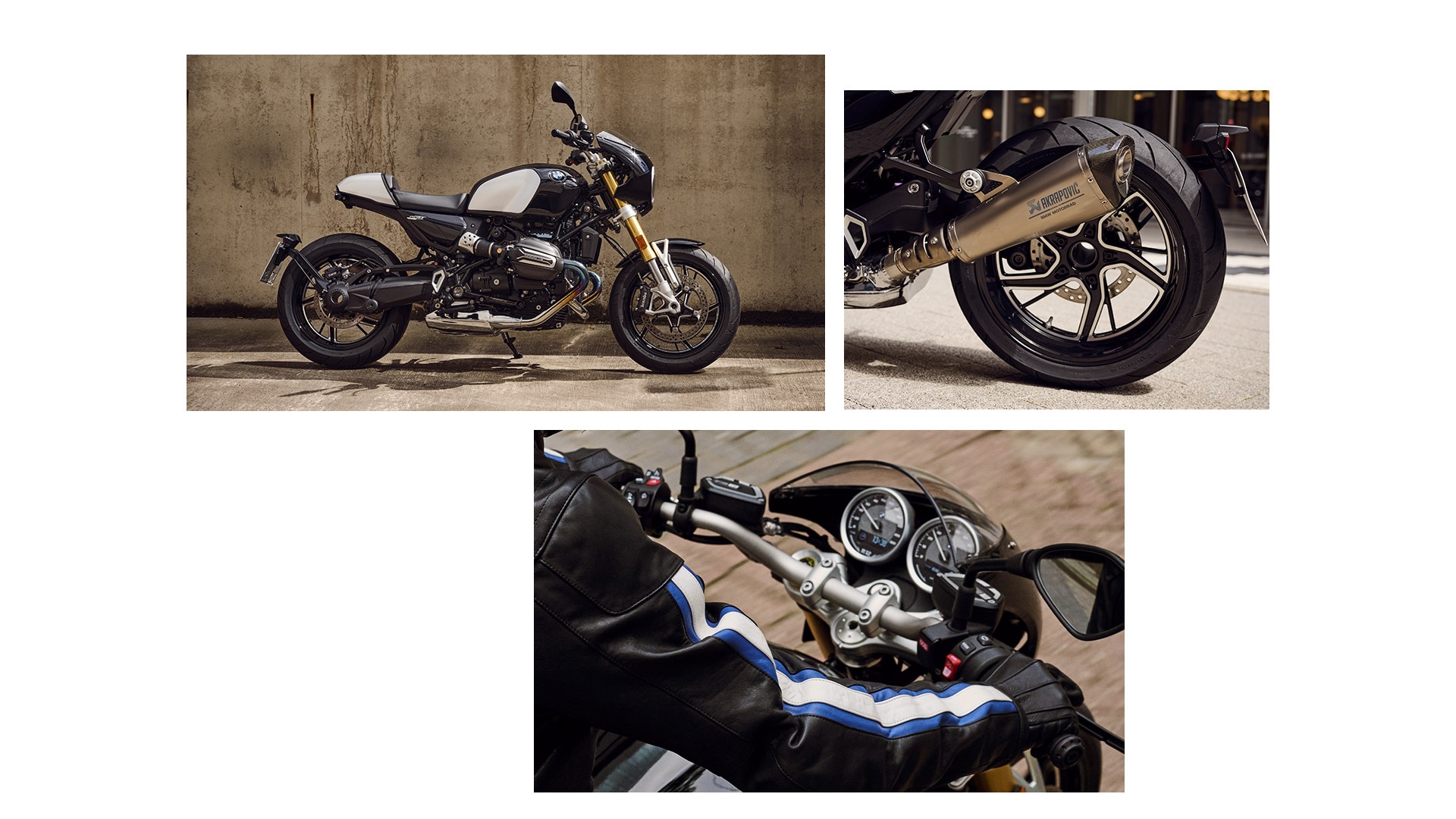 Collage des points forts du design du roadster stylé R 12 nineT de BMW Motorrad