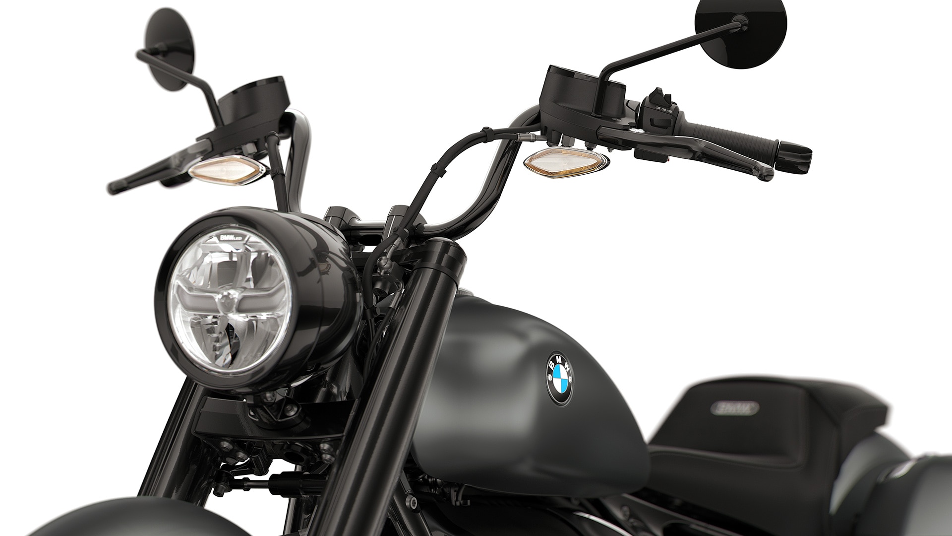Vue détaillée du guidon Mini-Apehanger de la BMW R 18 Roctane de BMW Motorrad