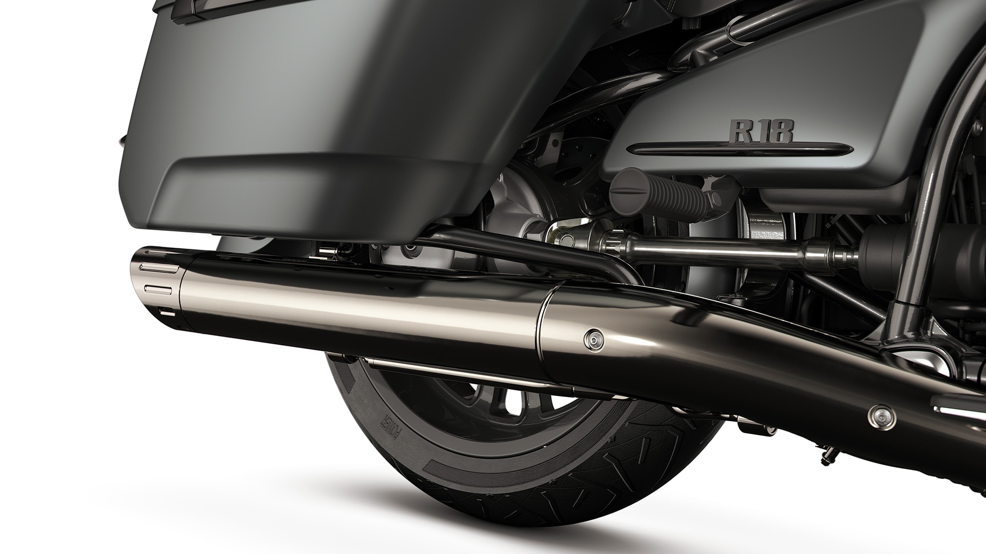 Vue détaillée du silencieux arrière de la BMW R 18 Roctane de BMW Motorrad