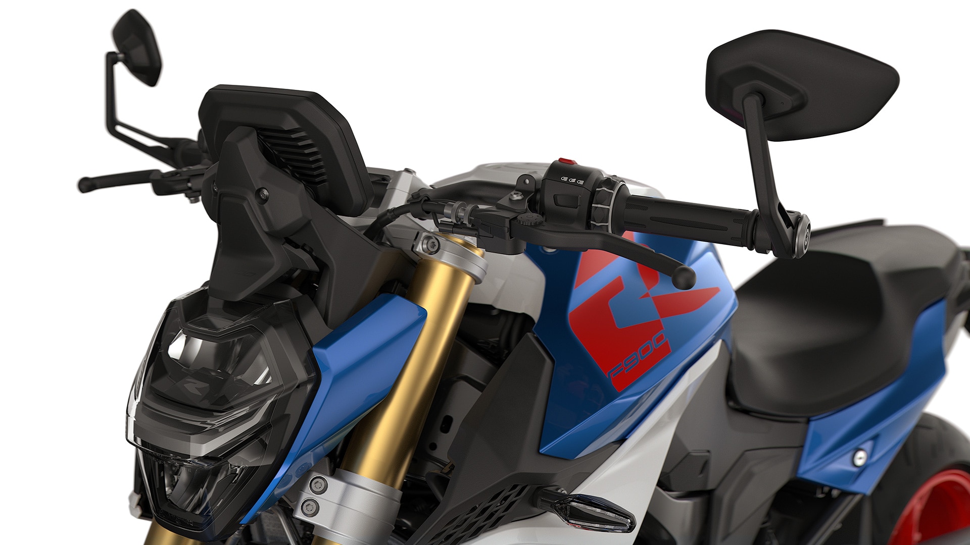 Les rétroviseurs en bout de guidon de la BMW F 900 R de BMW Motorrad