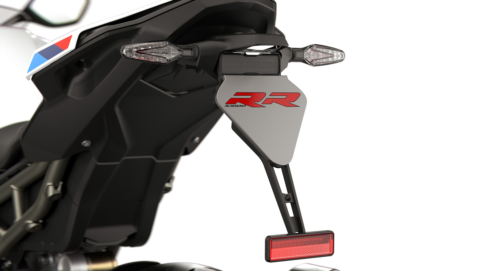 Arrière dynamique avec le court cadre de plaque d’immatriculation de la BMW S 1000 RR