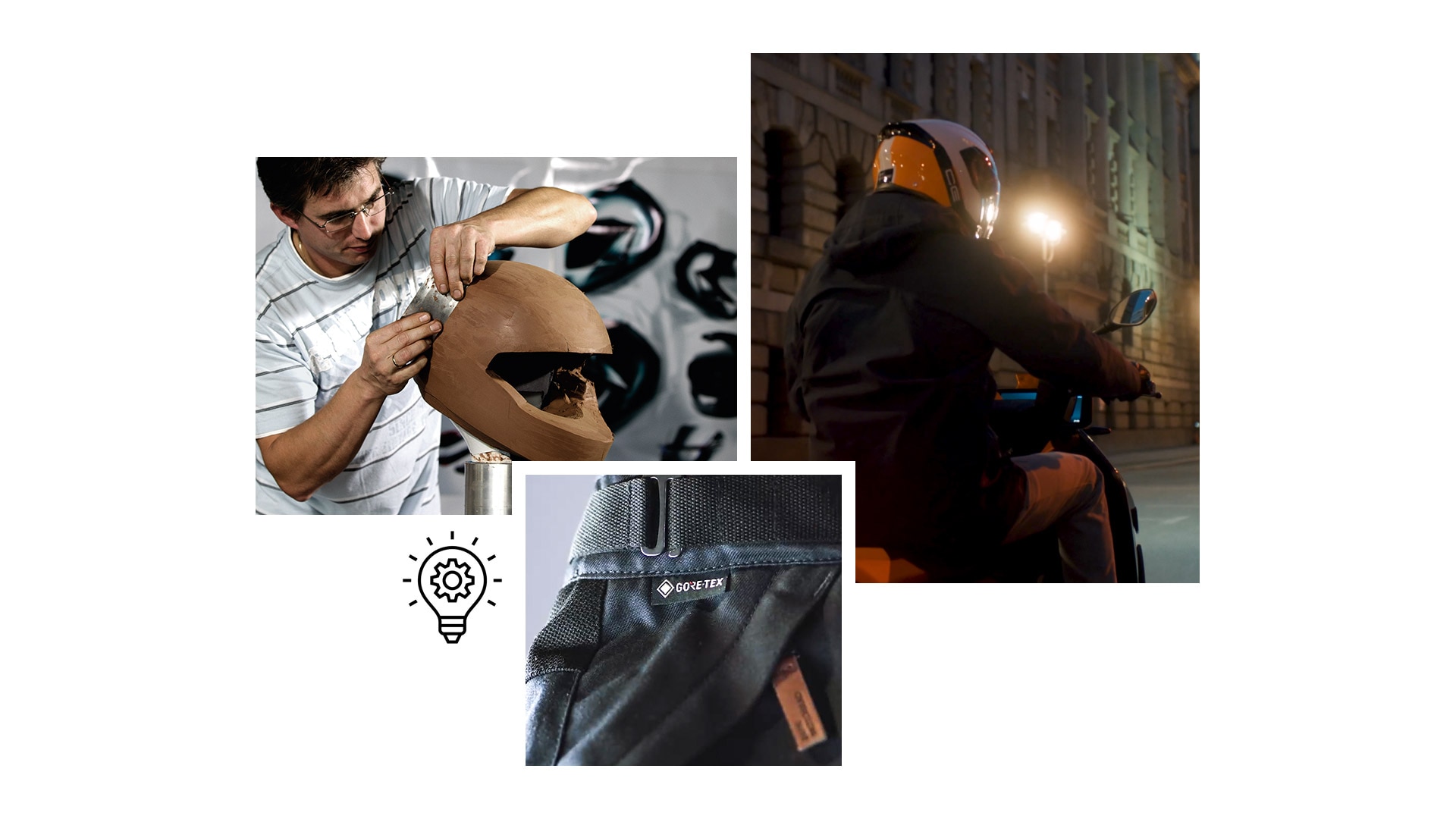 Collage avec les innovations de BMW Motorrad telles que la veste Tokyo Connect GTX